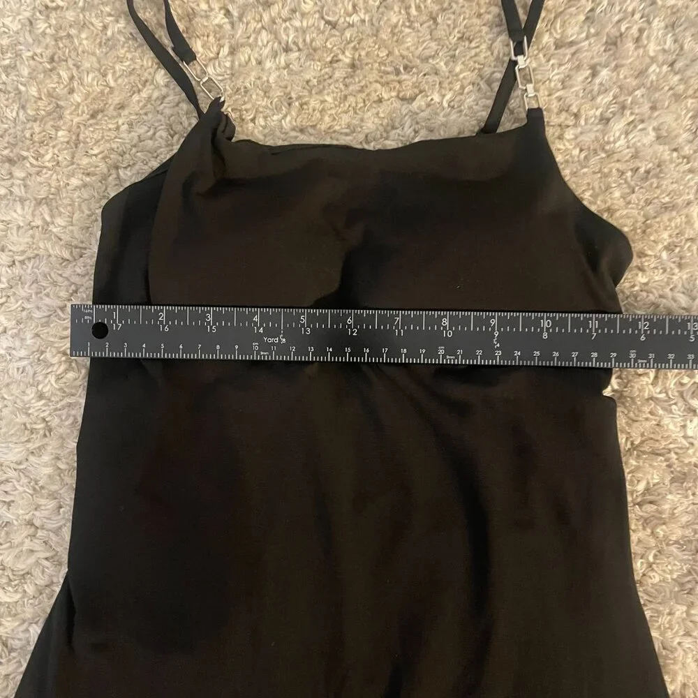 Planet Gold Black Satin Slip Dress XS Minimalist Midi - Picture 5 of 8